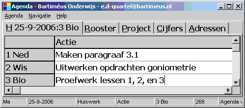 Huiswerk tabblad
