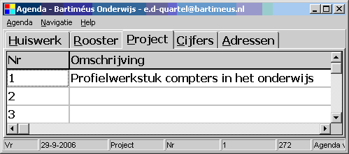 Projecten tabblad